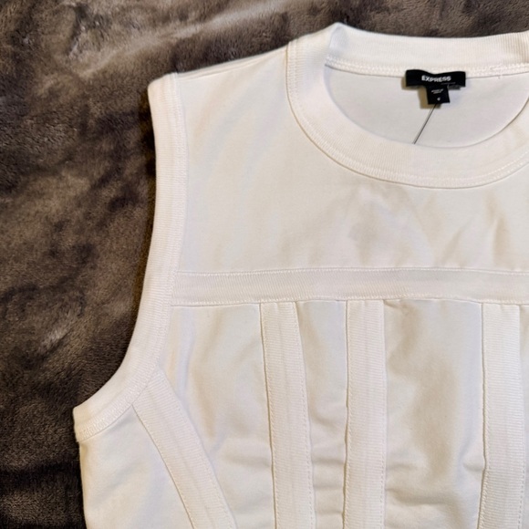 Express Brand New Fitted Crew Neck Corset Tank - White - Size Small - Picture 6 of 14